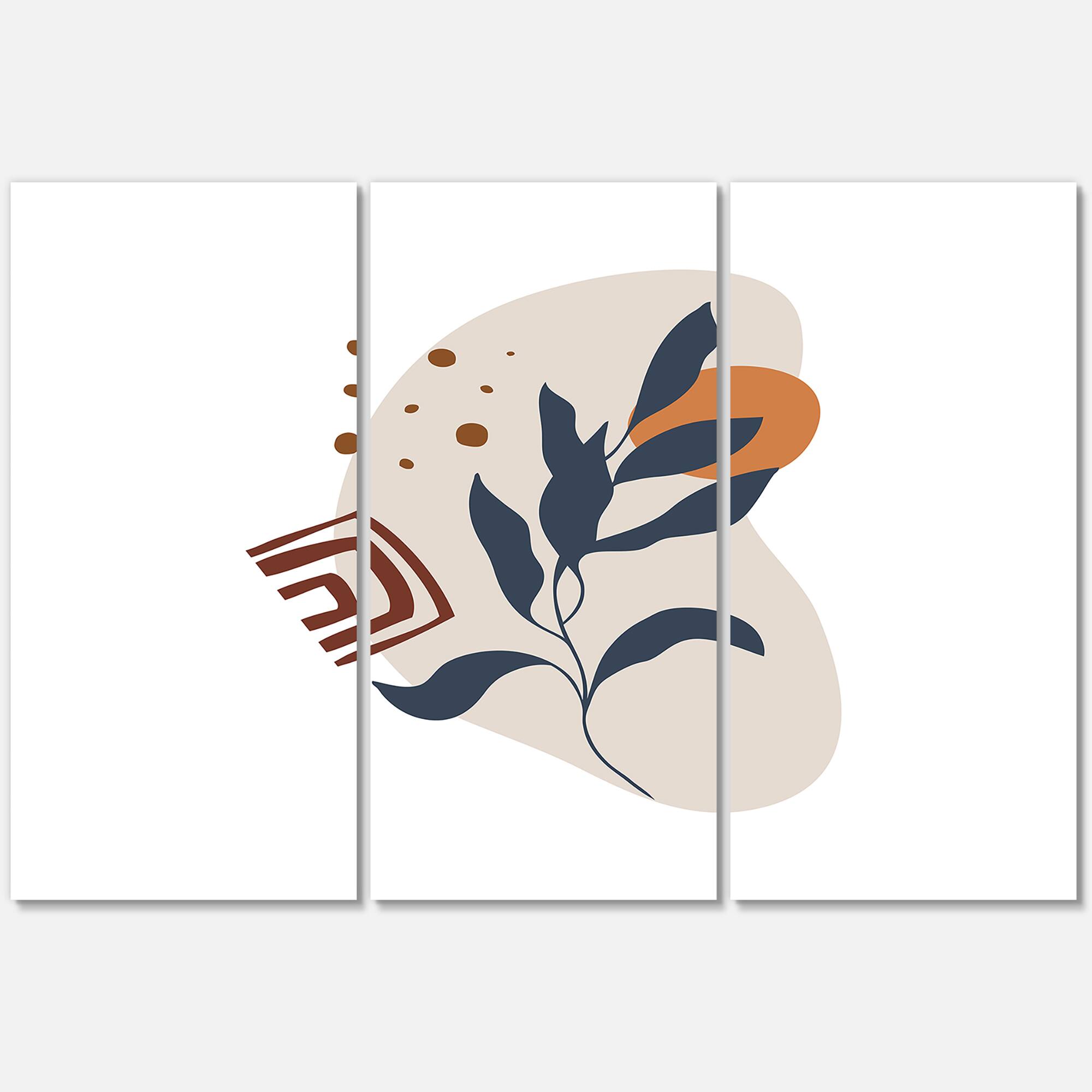 Designart - Abstract Flowers On Minimal Shapes VII